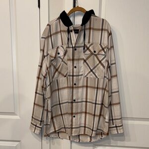 Plaid Button-Up Flannel with a hood